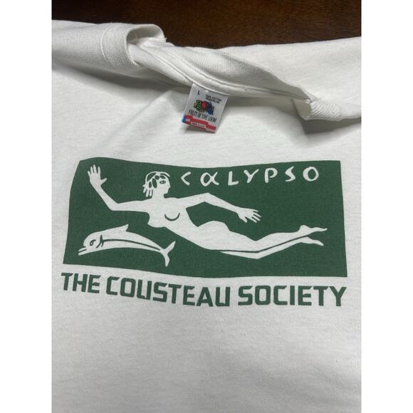 VTG 90s Calypso The Jacques Cousteau Society Short Sleeve T Shirt (Size L) RARE - Picture 3 of 12